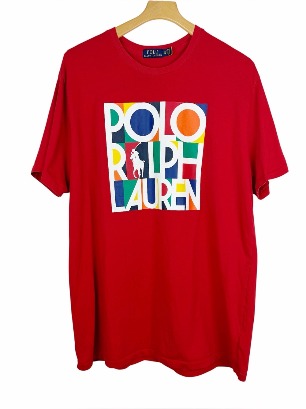 Polo Ralph Lauren Red Color Block Big Pony Tee Shirt Big & Tall Size 1XB